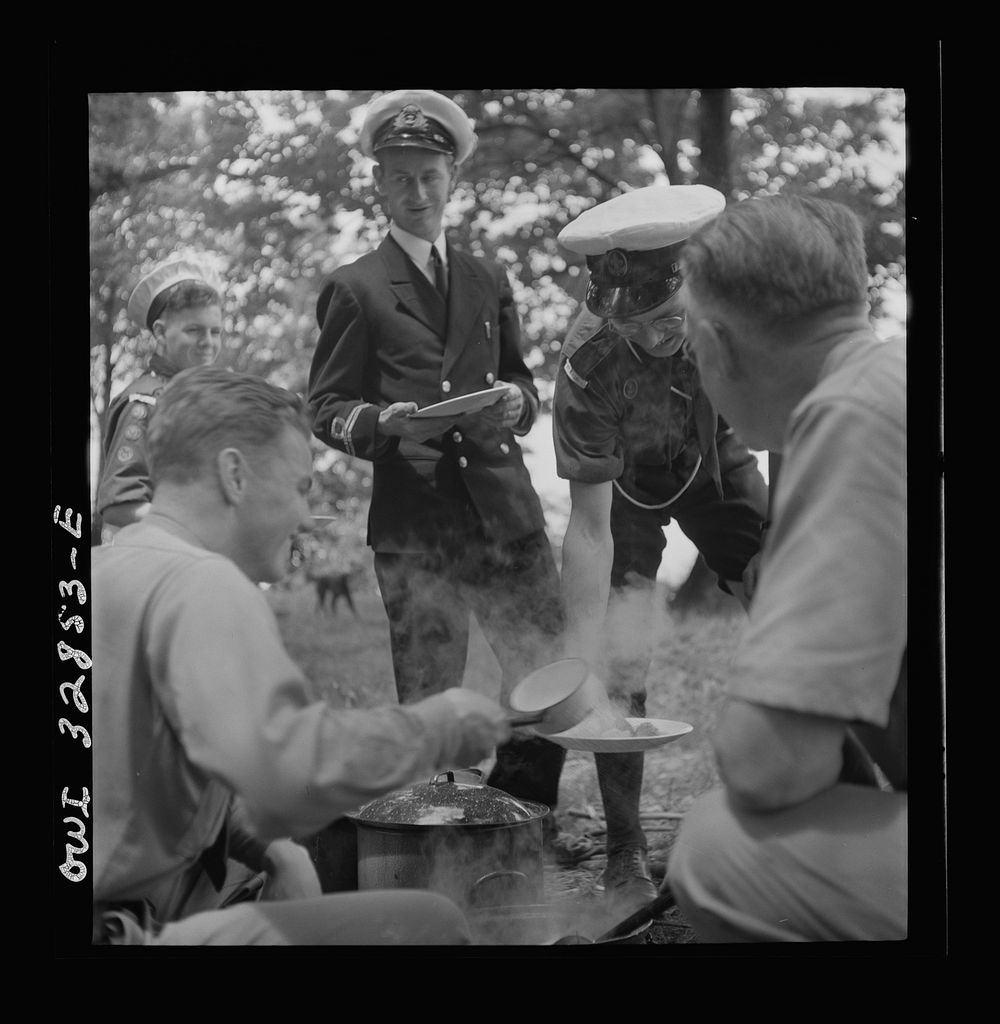 Oswego, New York. United Nations heroes being served lunch at the boy scout outing during United Nations week. Sourced from…