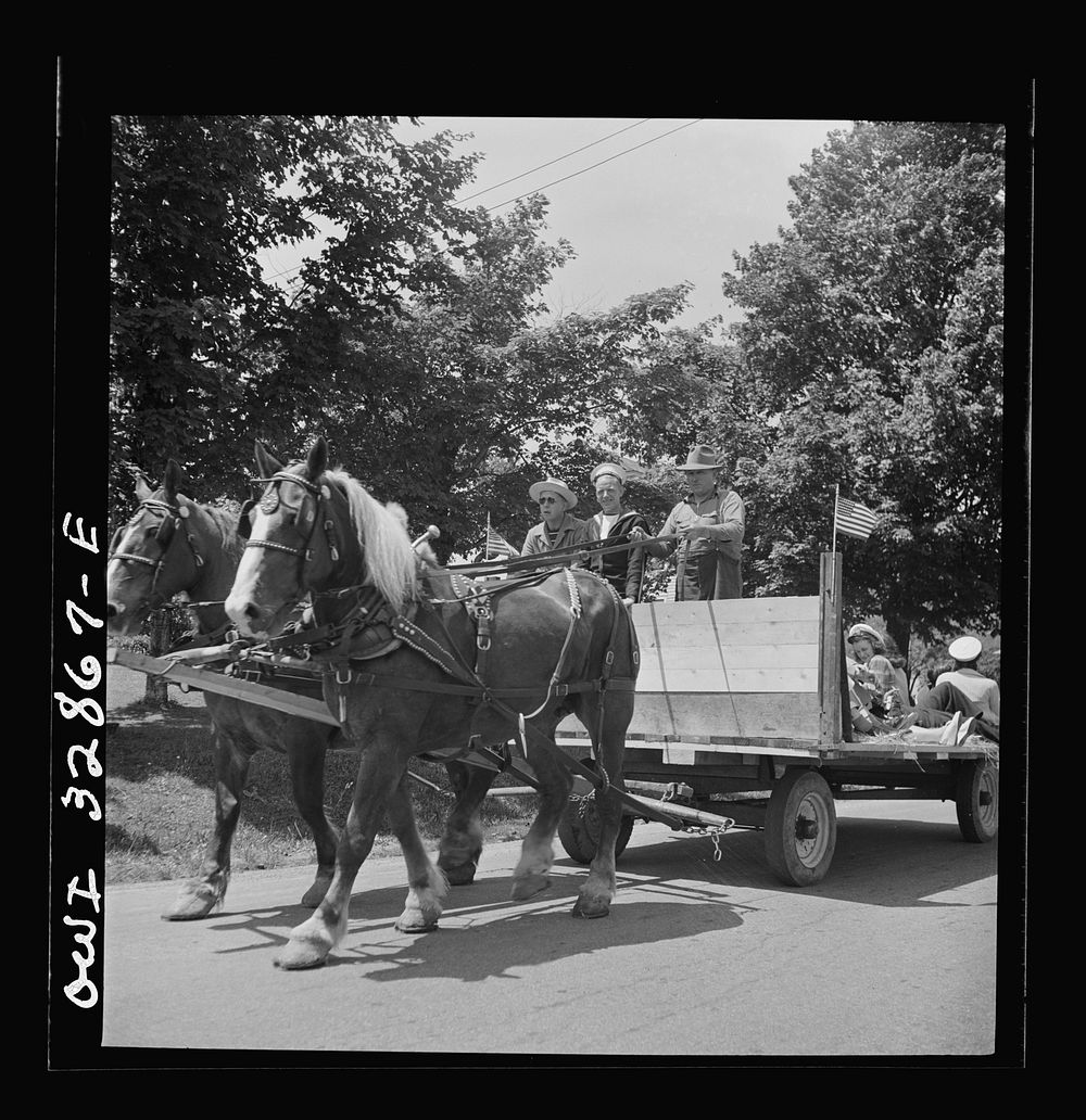 [Untitled photo, possibly related to: Oswego, New York. Hay ride for the United Nations heroes and Oswego girls during…