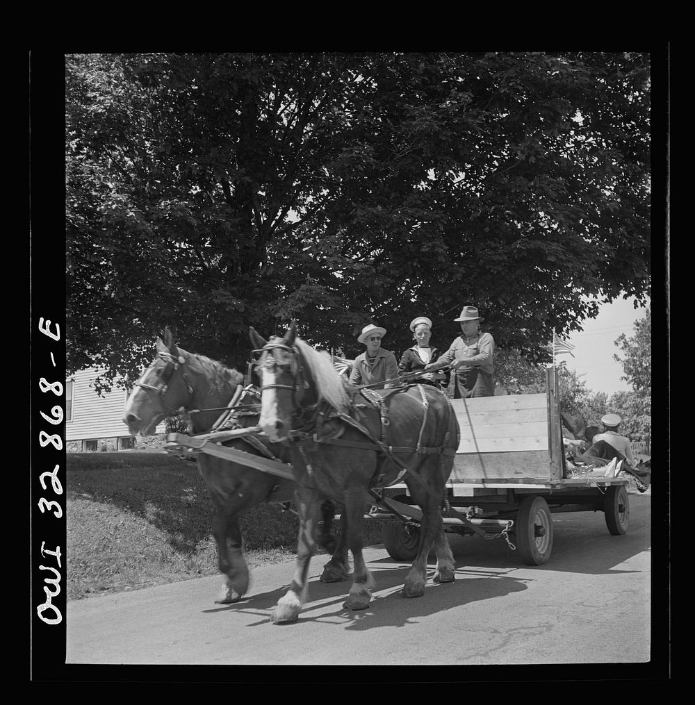 [Untitled photo, possibly related to: Oswego, New York. Hay ride for the United Nations heroes and Oswego girls during…