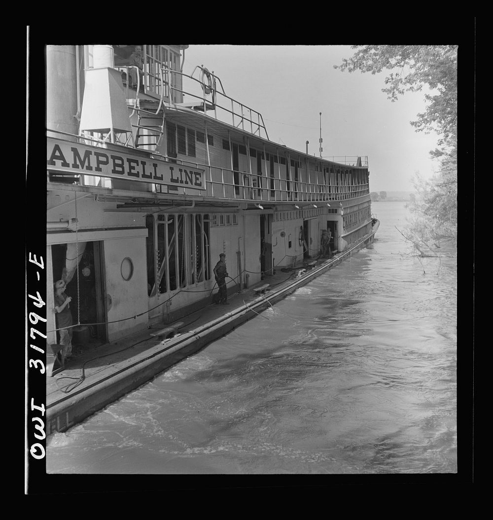 The side of the Charles T. Campbell, a towboat on the Ohio River. Sourced from the Library of Congress.