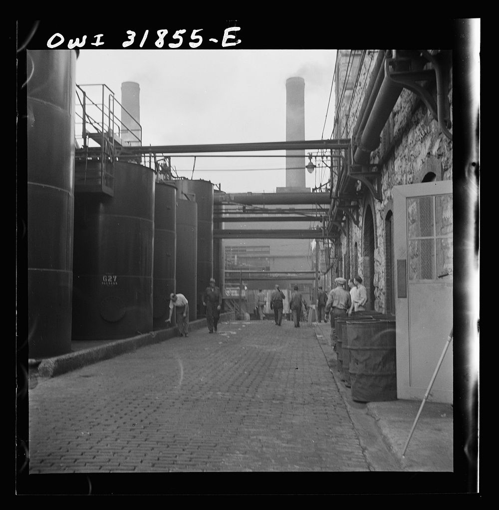 [Untitled photo, possibly related to: Proctor [i.e. Procter] and Gamble Distributing Company, Cincinnati, Ohio. Drums of…