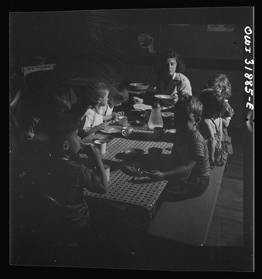 [Untitled photo, possibly related to: New Britain, Connecticut. A child care center, opened September 15, 1942, for thirty…