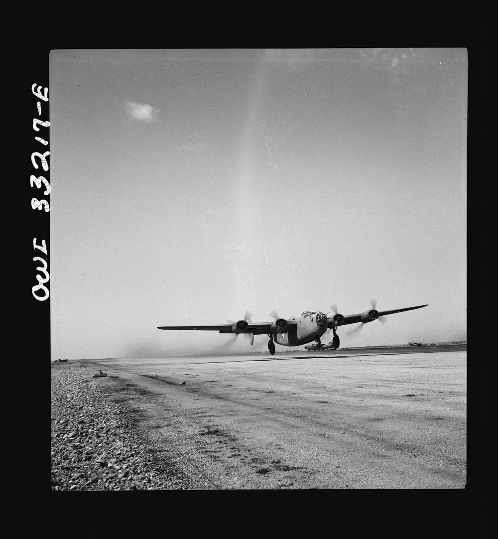 B-24 bombers of the U.S. Army 9th Air Force at their base somewhere in Libya. Sourced from the Library of Congress.