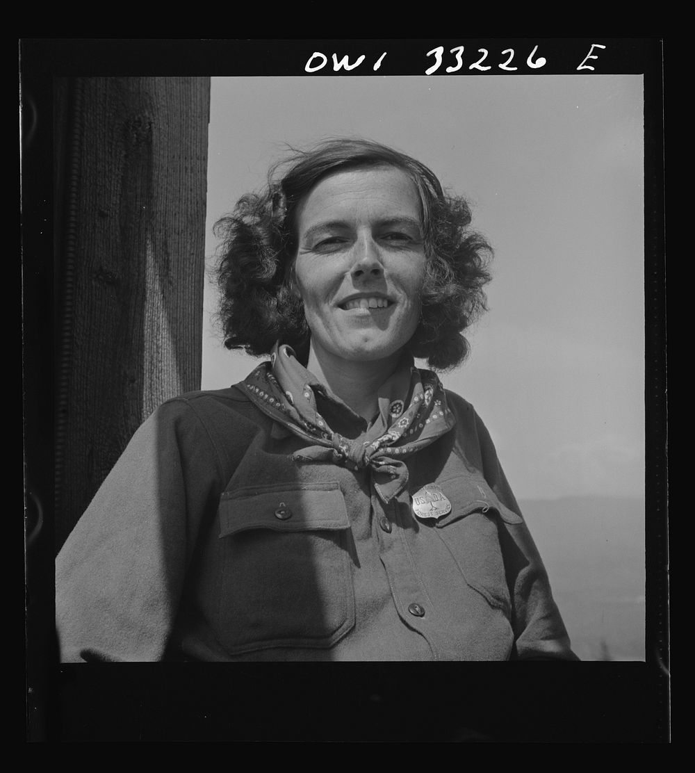 Gorham (vicinity), New Hampshire. Barbara Mortensen, a fire and airplane lookout on Pine Mountain. Sourced from the Library…