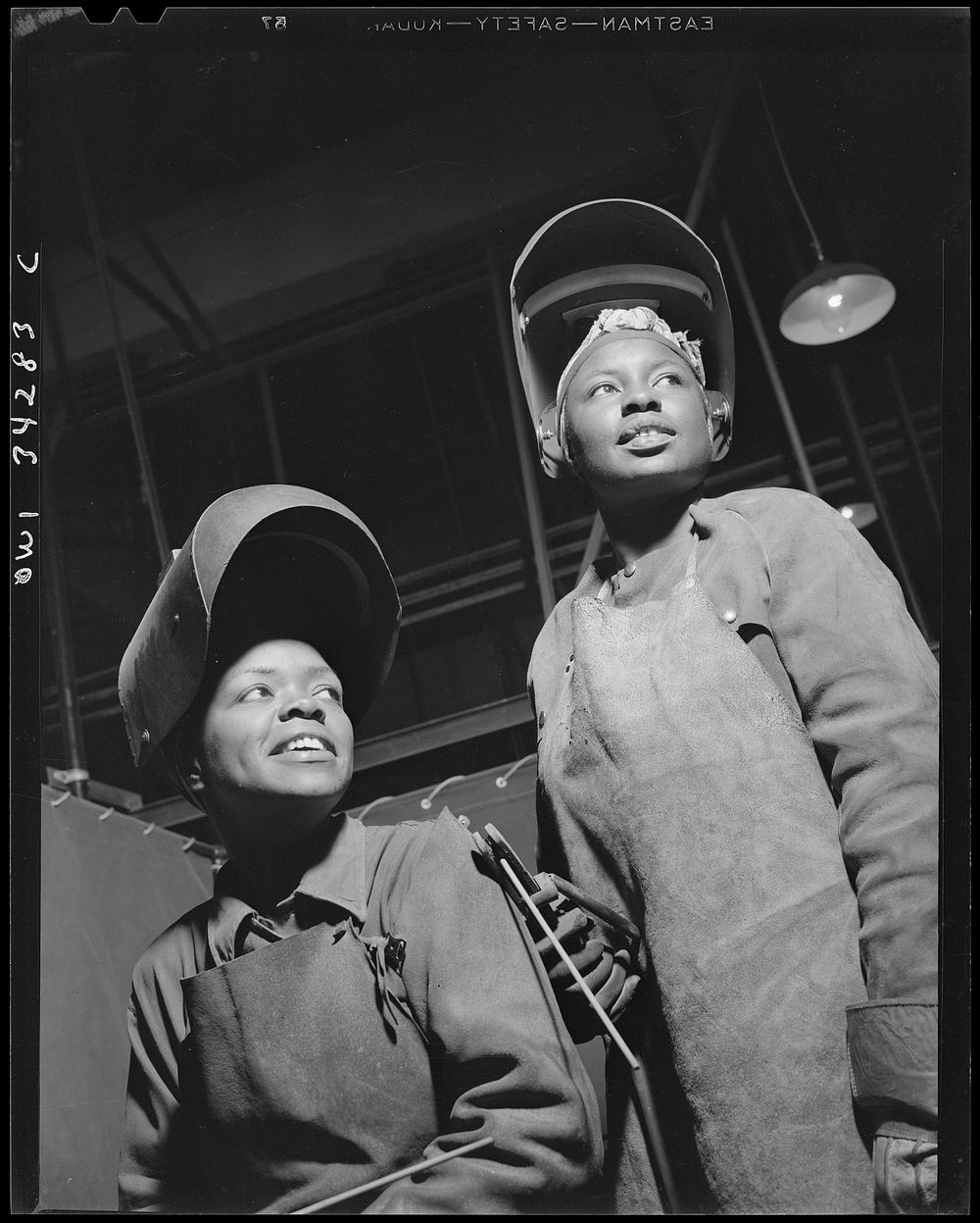 New Britain, Connecticut. Women welders at the Landers, Frary, and Clark plant. Sourced from the Library of Congress.