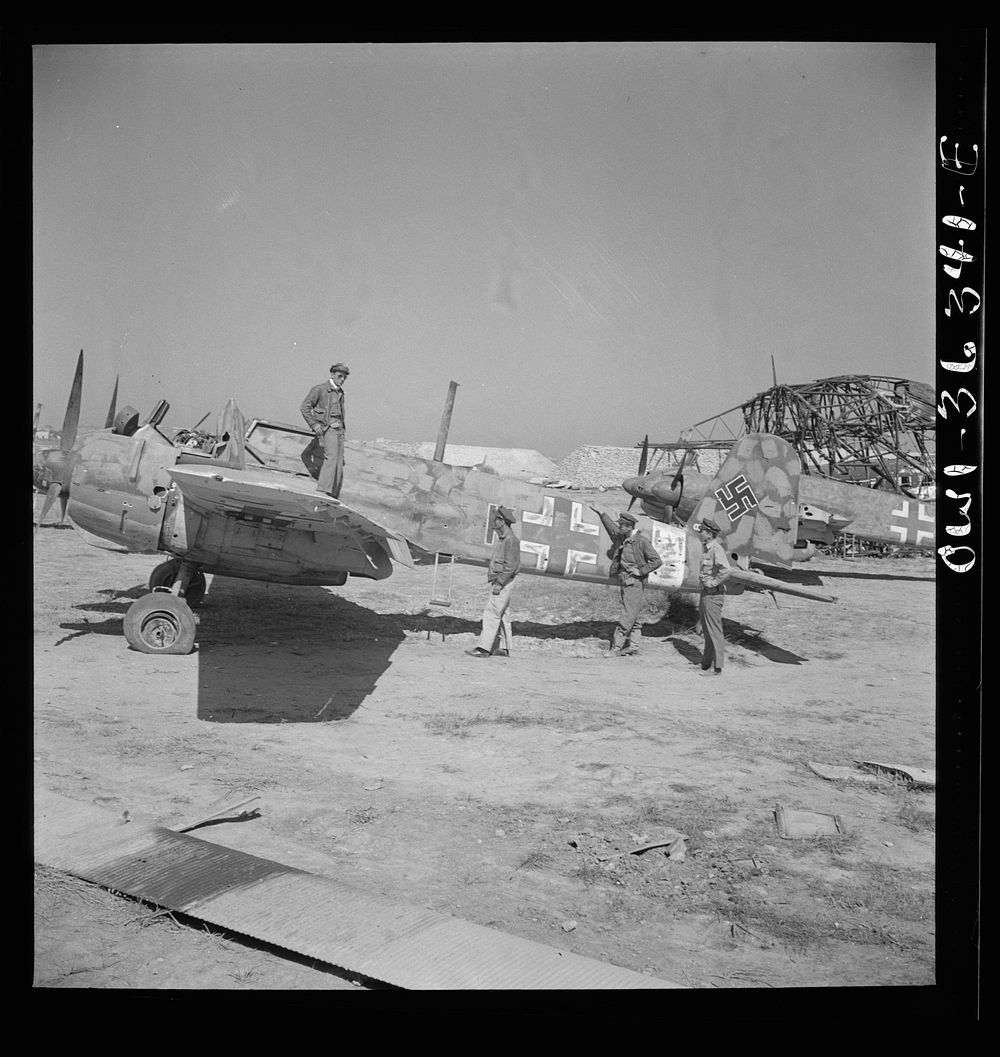 [Untitled photo, possibly related to: Tunis, Tunisia. Wrecked German planes at El Aouiana airport]. Sourced from the Library…