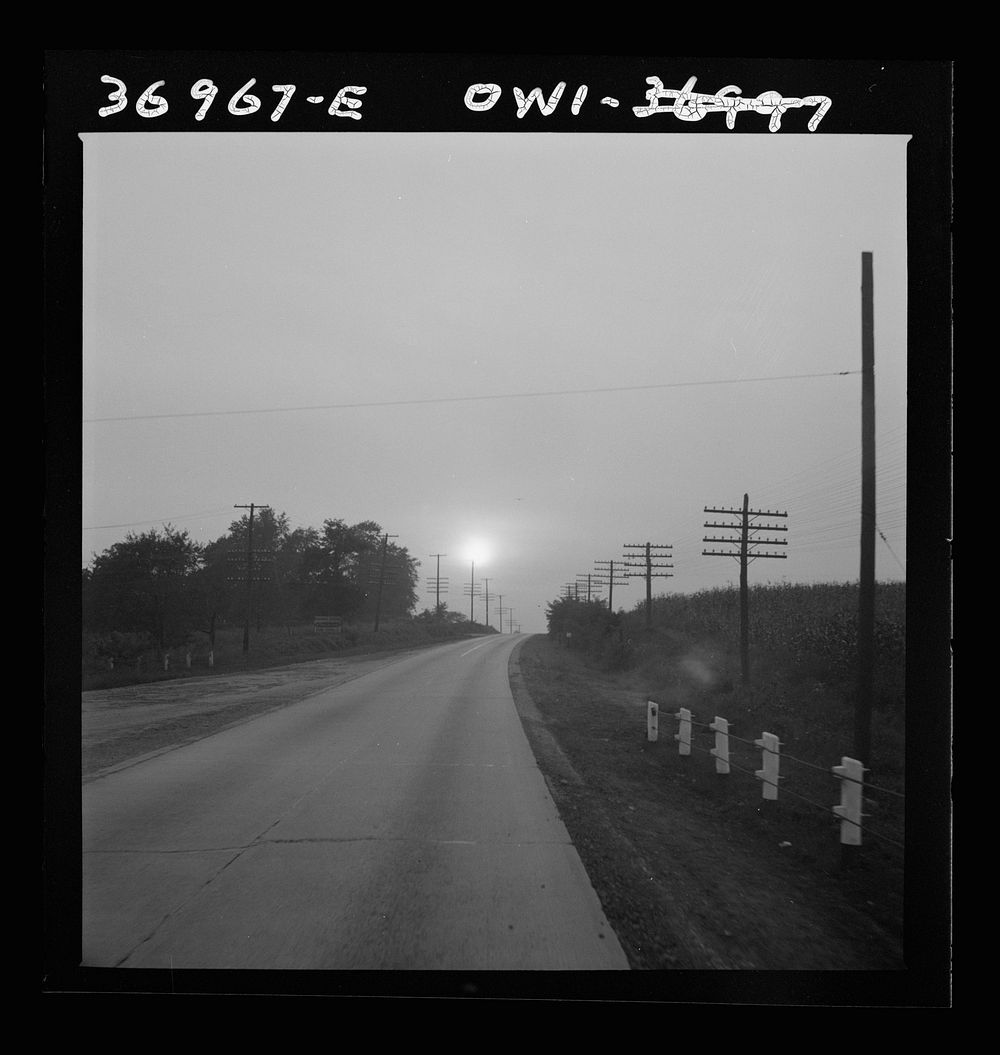 [Untitled photo, possibly related to: A highway as seen from a Greyhound bus between Washington, D.C. and Pittsburgh…