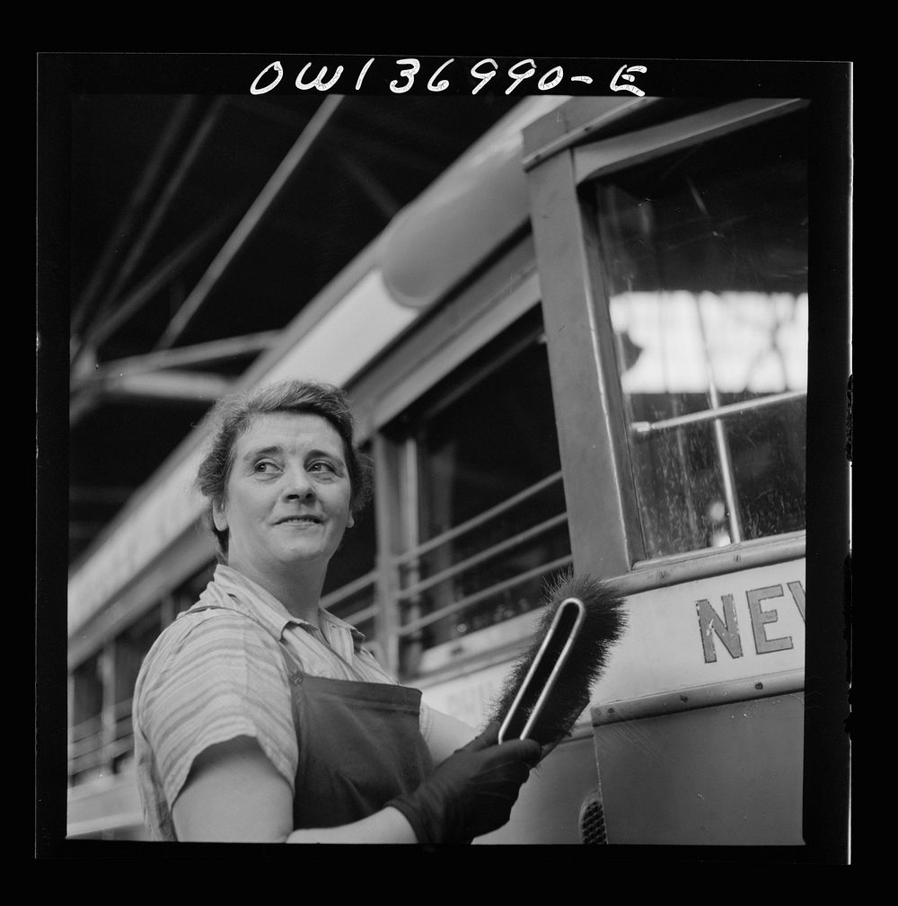 Pittsburgh, Pennsylvania. Woman cleaner at the Greyhound garage. Sourced from the Library of Congress.