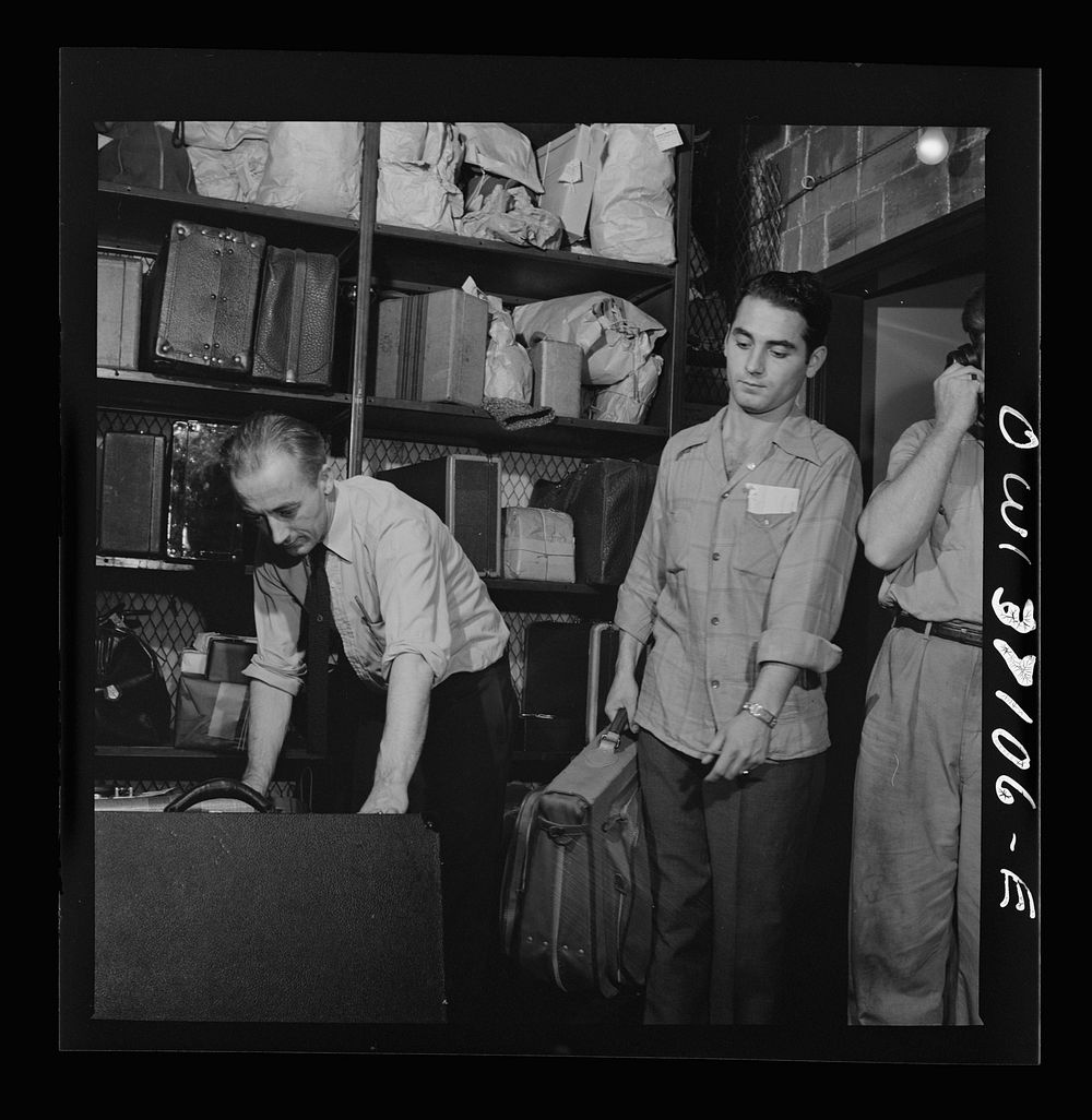 Pittsburgh, Pennsylvania. Baggage clerks at the Greyhound bus terminal. Sourced from the Library of Congress.