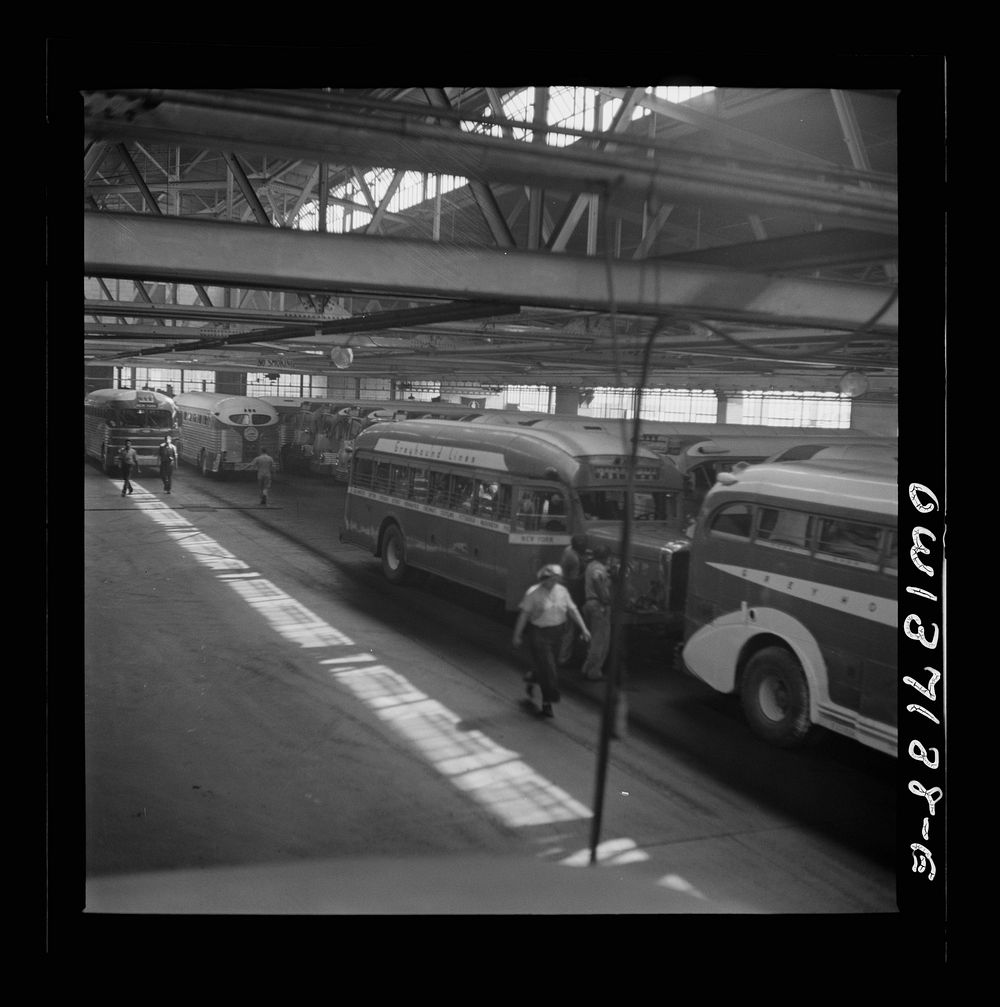 Pittsburgh, Pennsylvania. The Greyhound bus garage. Sourced from the Library of Congress.