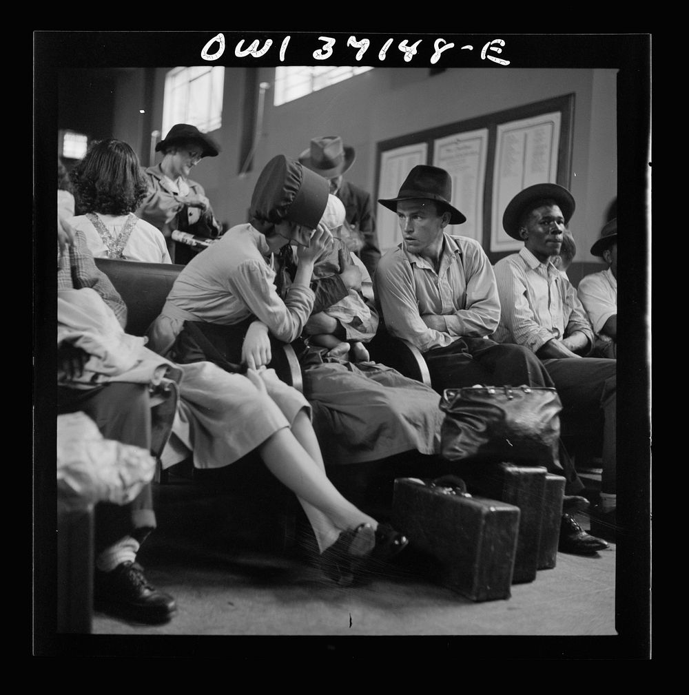 Pittsburgh, Pennsylvania. Passengers in the waiting room of the Greyhound bus station. Sourced from the Library of Congress.