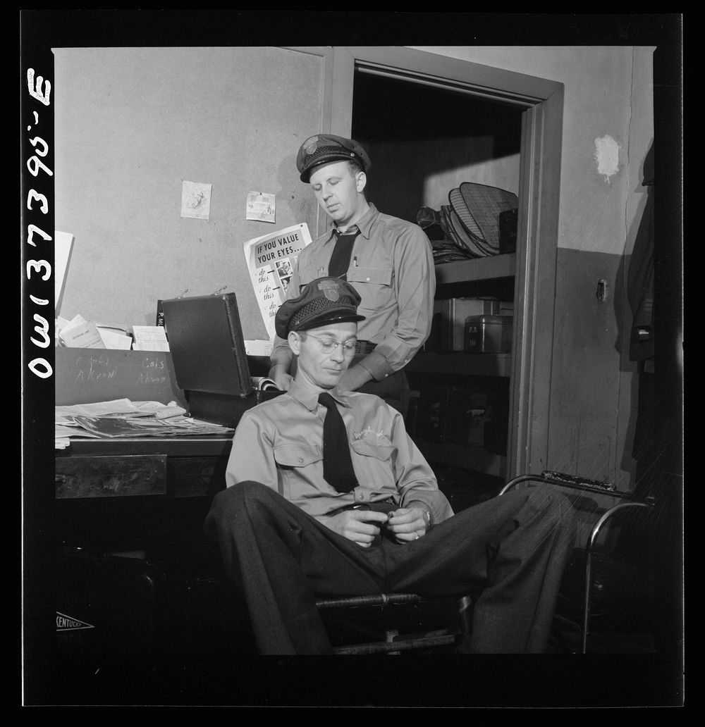 Columbus, Ohio. Greyhound bus drivers resting in the drivers' room. Sourced from the Library of Congress.