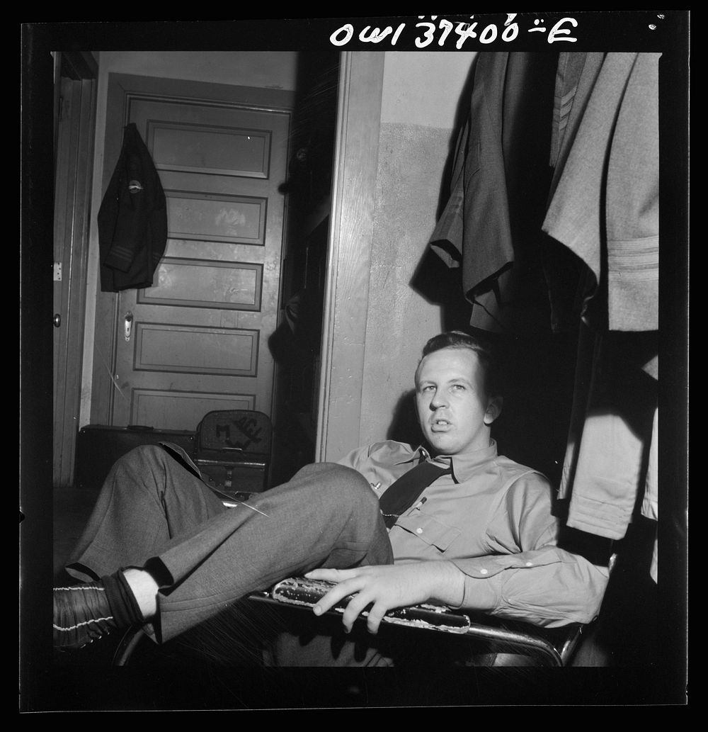 Columbus, Ohio. Clem Carson, a Greyhound bus driver, waiting for an assignment in the drivers' room. Sourced from the…