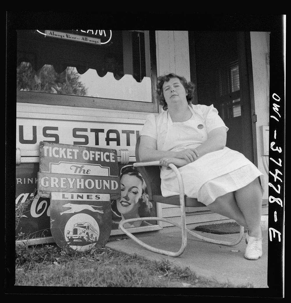 Cincinnati (vicinity), Ohio. A ticket agent at a small bus station. Sourced from the Library of Congress.