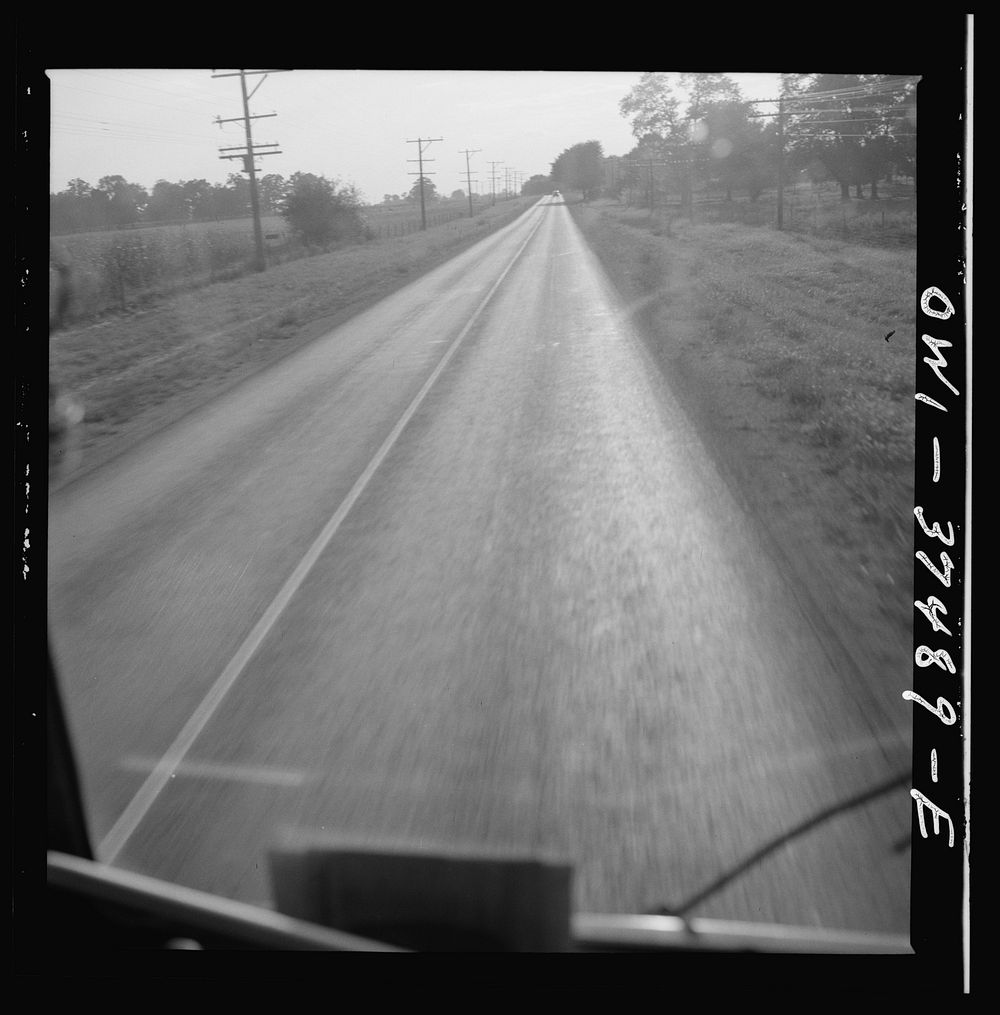 The highway between Columbus and Cincinnati as seen from the bus. Sourced from the Library of Congress.
