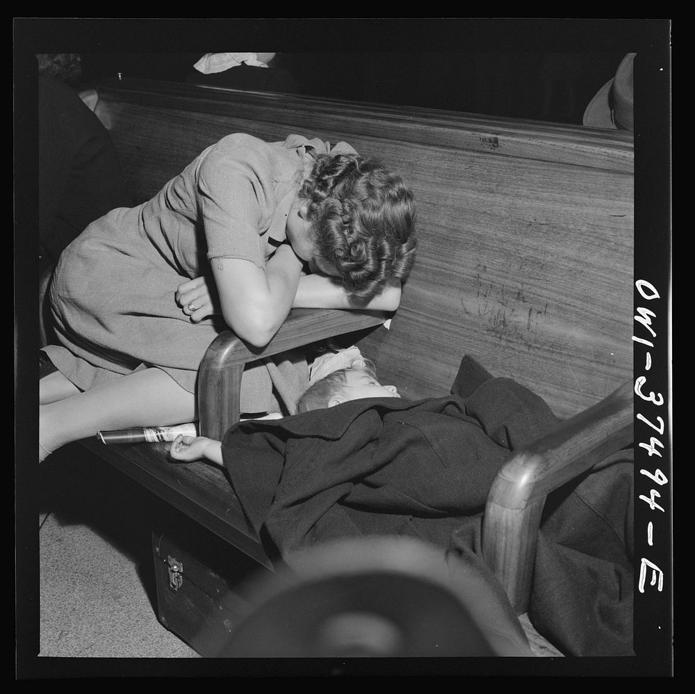 Cincinnati, Ohio. A passenger in the Greyhound bus terminal. Sourced from the Library of Congress.