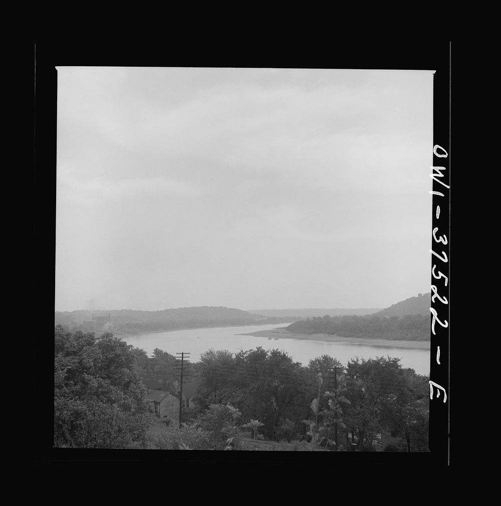 The Ohio River as seen from the bus enroute from Cincinnati, Ohio and Louisville, Kentucky. Sourced from the Library of…