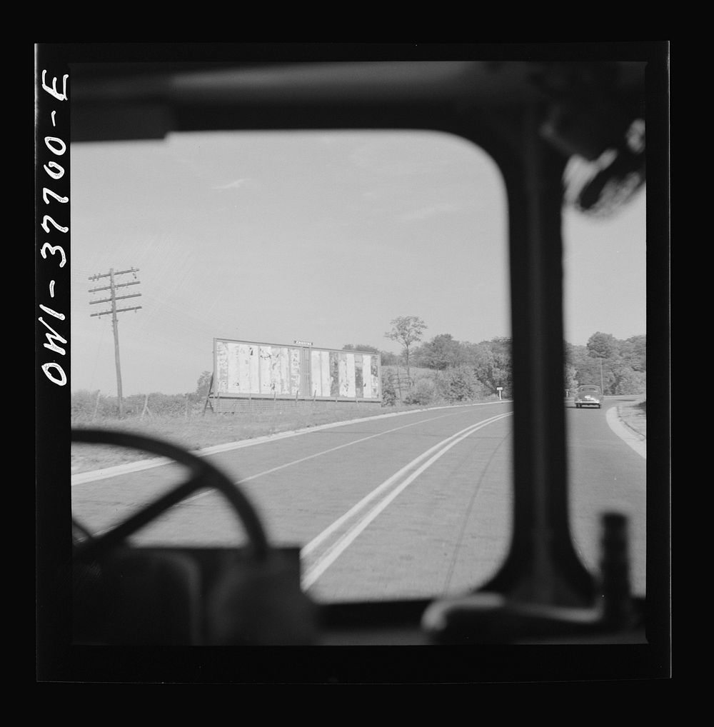 A blank billboard between Chicago, Illinois and Cincinnati, Ohio as seen from a Greyhound bus. Sourced from the Library of…