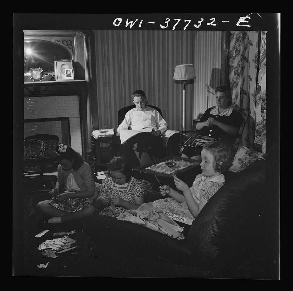 Cincinnati, Ohio. Mr. Bernard Cochran, a Greyhound bus driver, and his family at home. Sourced from the Library of Congress.