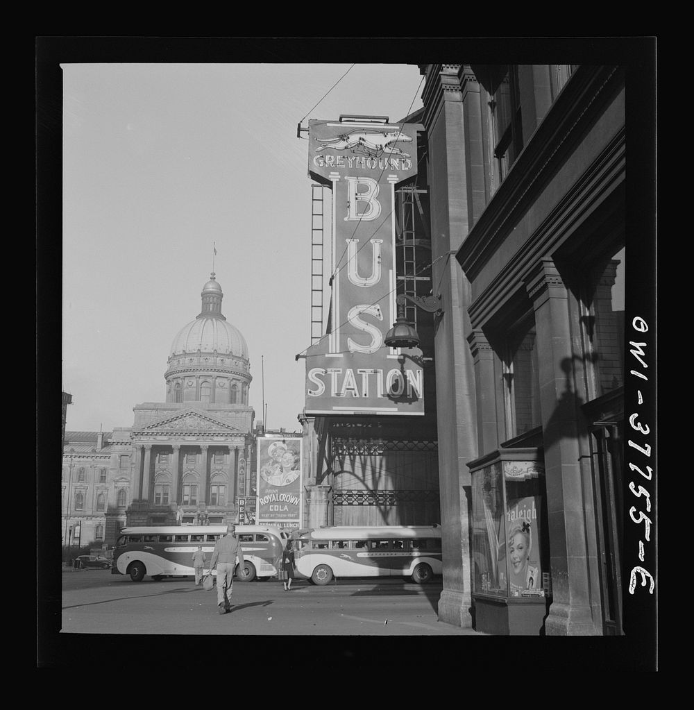 Indianapolis, Indiana. A Greyhound bus station. Sourced from the Library of Congress.