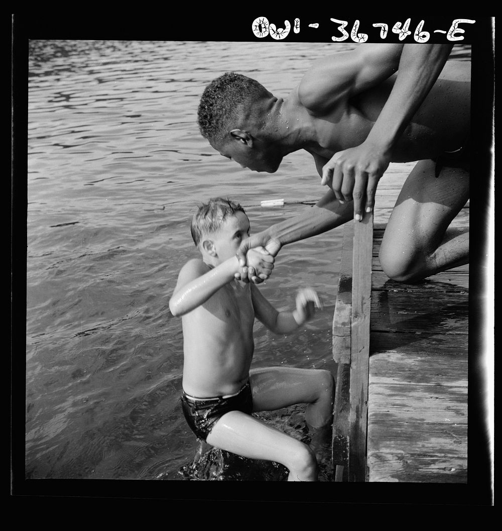 Southfields, New York. Interracial activities at Camp Nathan Hale, where children are aided by the Methodist Camp Service. A…