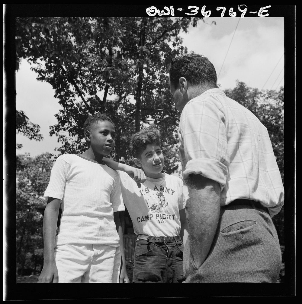Southfields, New York. Interracial activities at camp Nathan Hale, where children are aided by the Methodist Camp Service.…