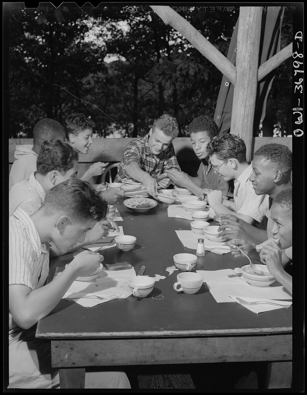 Southfields, New York. Interracial activities at Camp Nathan Hale, where children are aided by the Methodist Camp Service.…