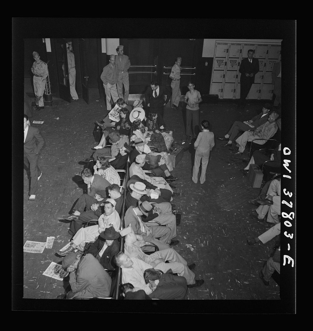 Waiting room at bus terminal in Louisville, Kentucky. Sunday morning at 3:00 a.m.. Sourced from the Library of Congress.