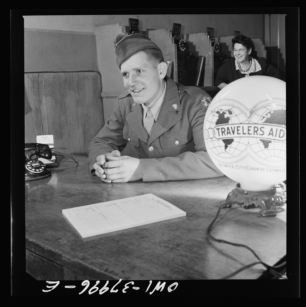 A Greyhound bus trip from Louisville, Kentucky, to Memphis, Tennessee, and the terminals. Serviceman getting information…