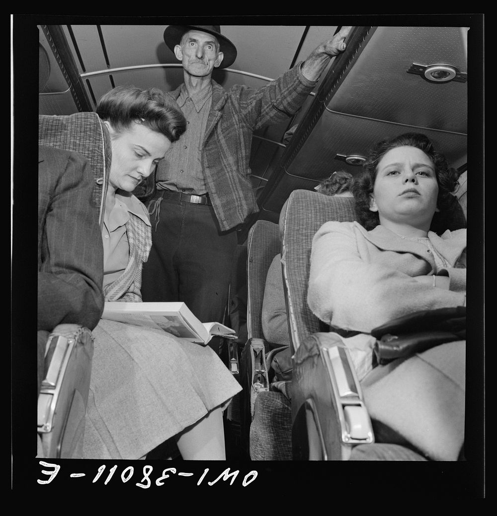A Greyhound bus trip from Louisville, Kentucky, to Memphis, Tennessee, and the terminals. Passengers standing in aisles on…