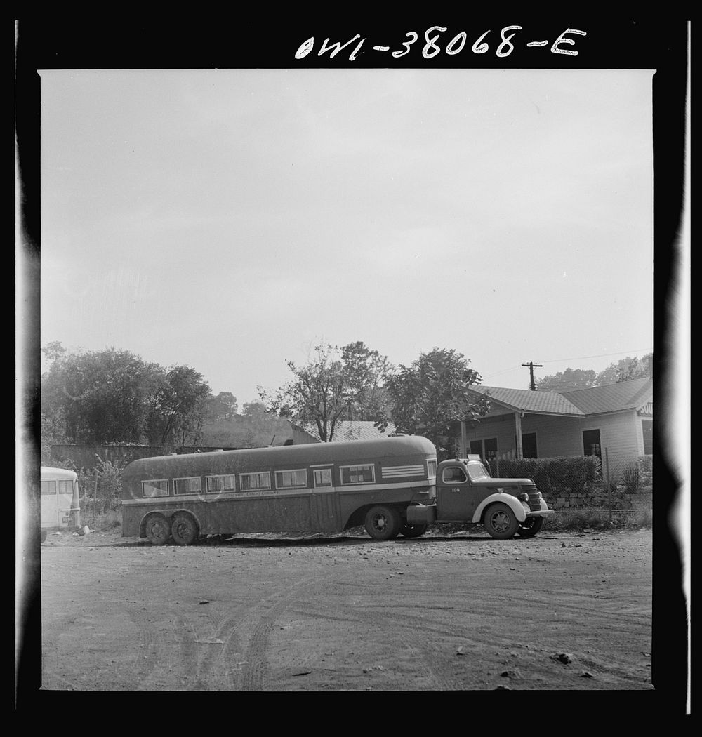 Bus trip from Knoxville, Tennessee to Washington, D.C. One of the trailer type buses used by the Tennessee Coach Company at…