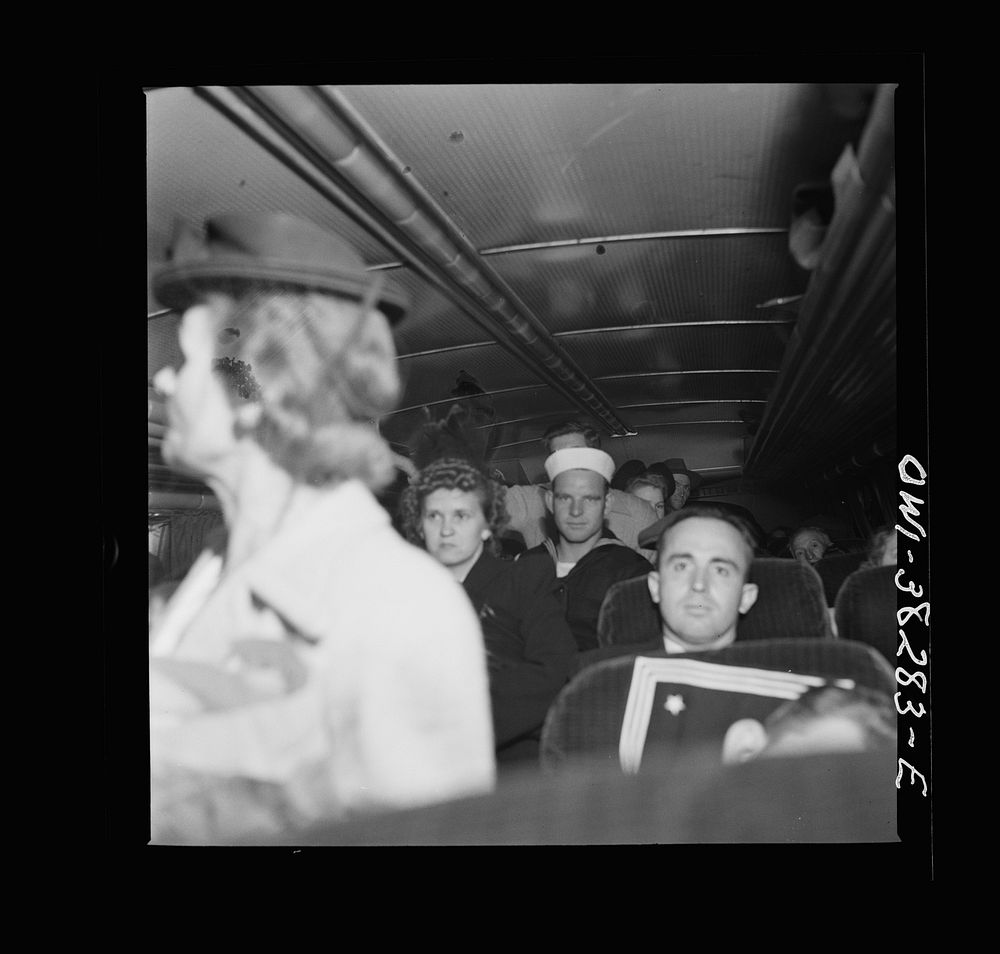 [Untitled photo, possibly related to: Passengers standing on a bus enroute from Roanoke, Virginia to Washington, D.C.].…
