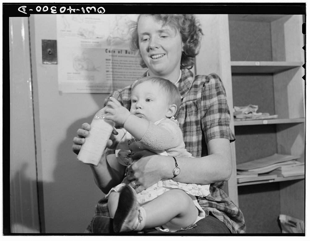 Washington, D.C. The child of a United States Army officer being cared for in the nursery at the United Nations service…