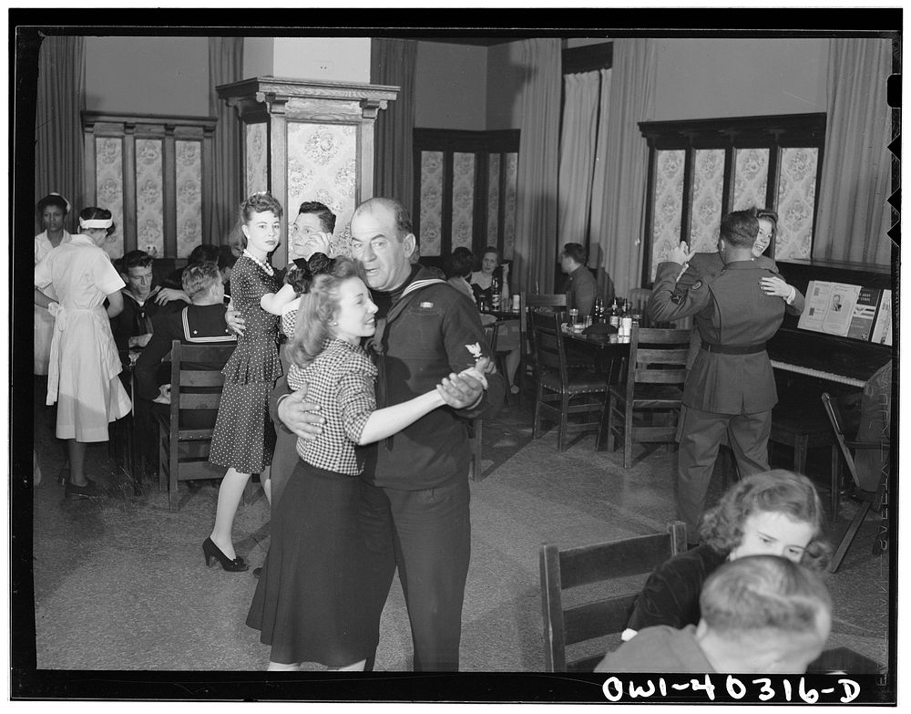 Washington, D.C. In the canteen for enlisted men at the United Nations service center on a Saturday night. Sourced from the…