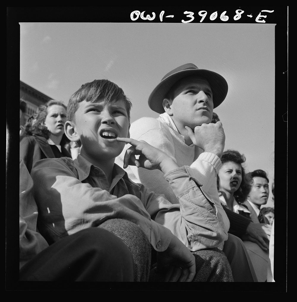 Washington, D.C. Watching a football game at Woodrow Wilson High School. Sourced from the Library of Congress.