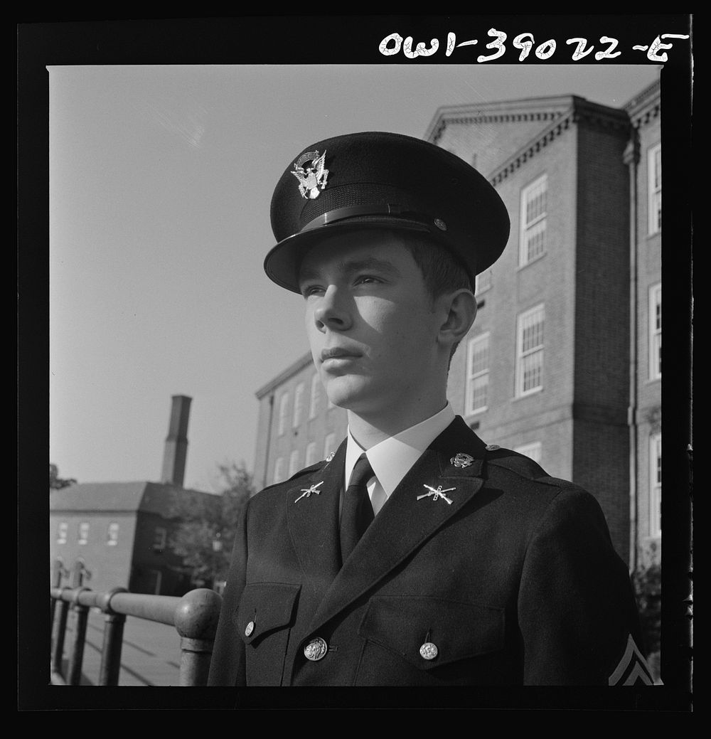 [Untitled photo, possibly related to: Washington, D.C. A member of the cadet corps at Woodrow Wilson High School]. Sourced…