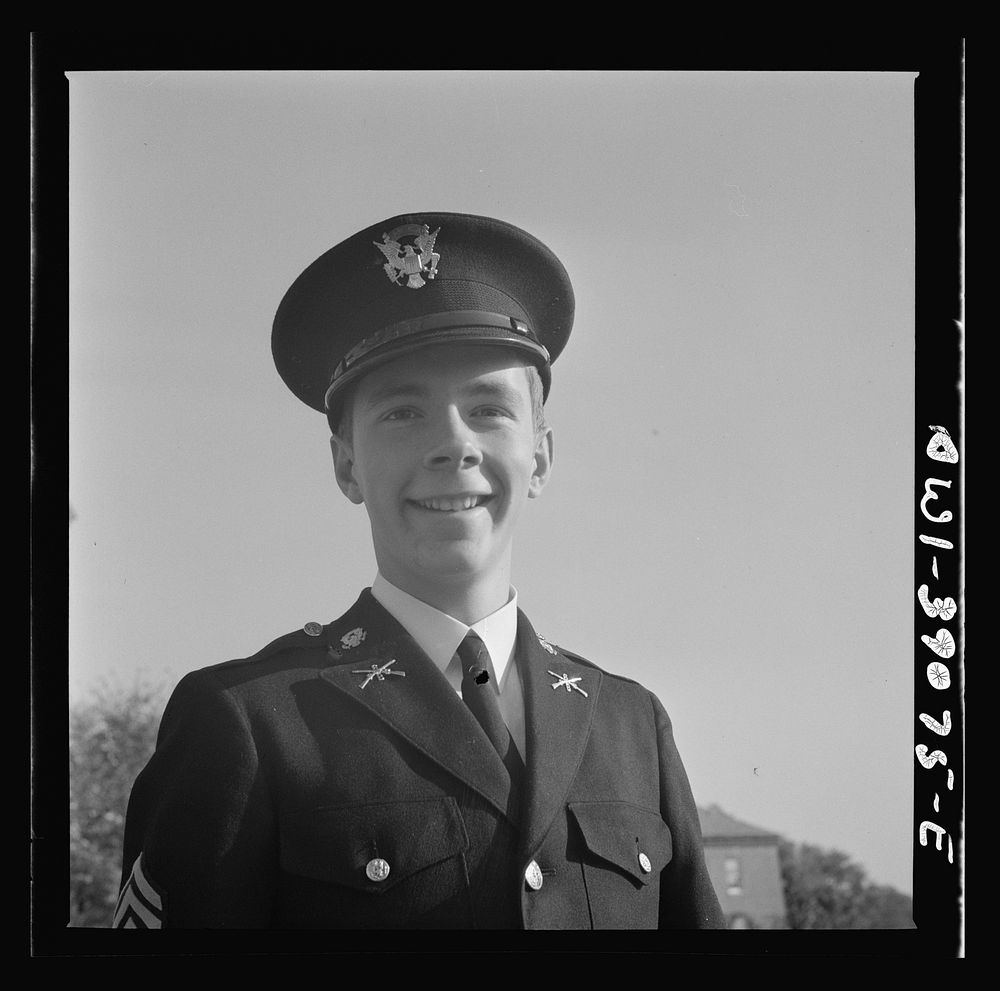 Washington, D.C. A member of the cadet corps at Woodrow Wilson High School. Sourced from the Library of Congress.