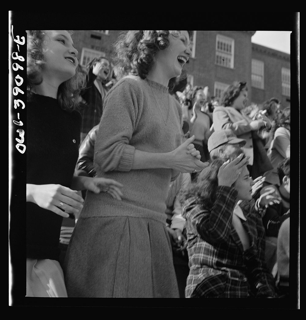 [Untitled photo, possibly related to: Washington, D.C. Football fans at Woodrow Wilson High School]. Sourced from the…