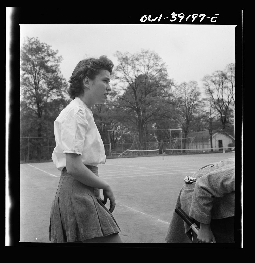 [Untitled photo, possibly related to: Washington, D.C. Sally Dessez, a student at Woodrow Wilson High School, playing a…