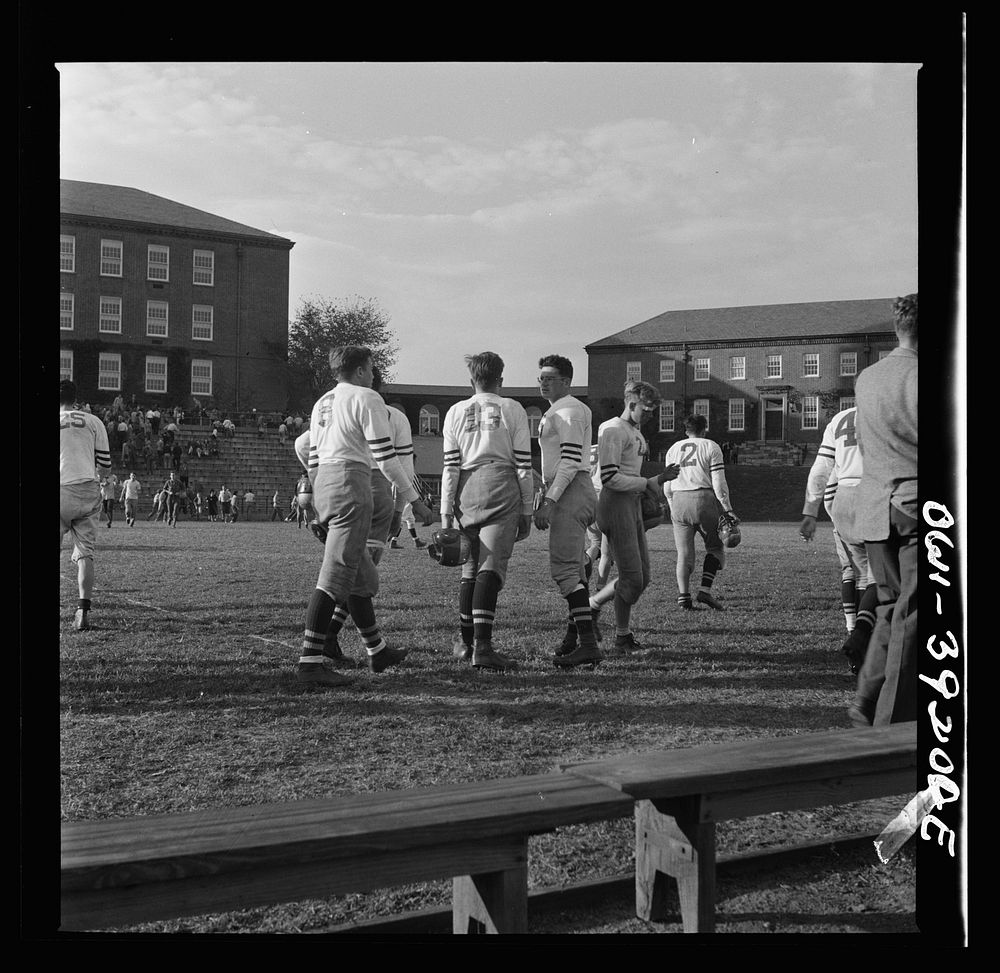 Washington, D.C. Woodrow Wilson High School team leaving the field after the game. Sourced from the Library of Congress.