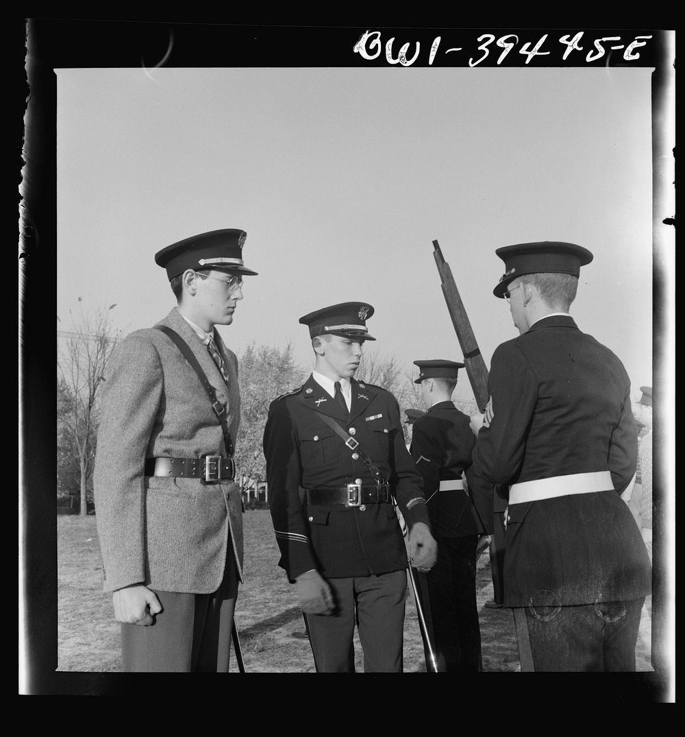 Washington, D.C. Walter Spangenberg, a captain in the cadet corps at Woodrow Wilson High School, drilling his company.…