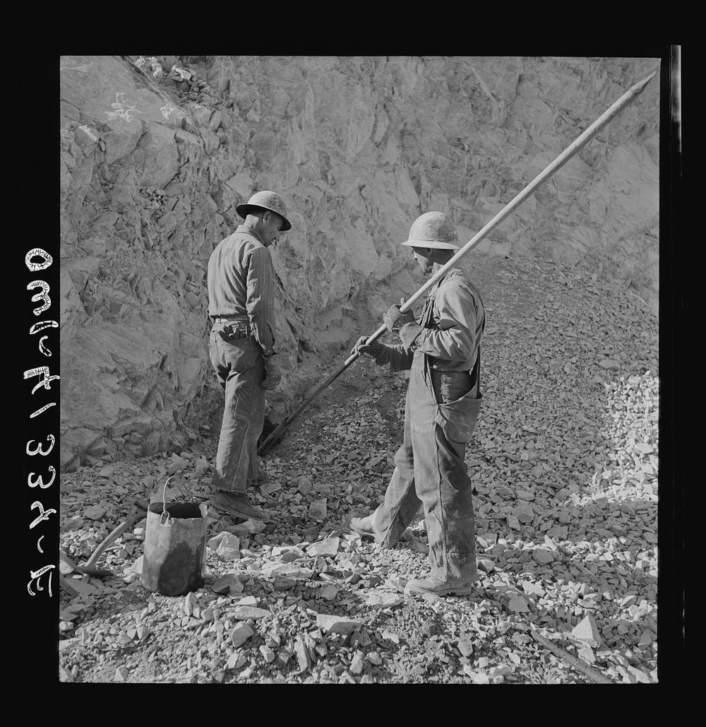 Bingham Canyon, Utah. Getting ready to blast ore at the Utah Copper Company. Sourced from the Library of Congress.