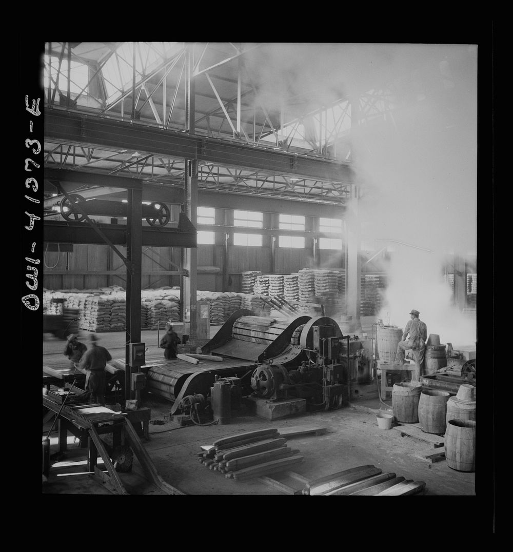 Phelps Dodge refining company, El Paso Texas. Interior of the plant showing stacks of wire bars. Sourced from the Library of…