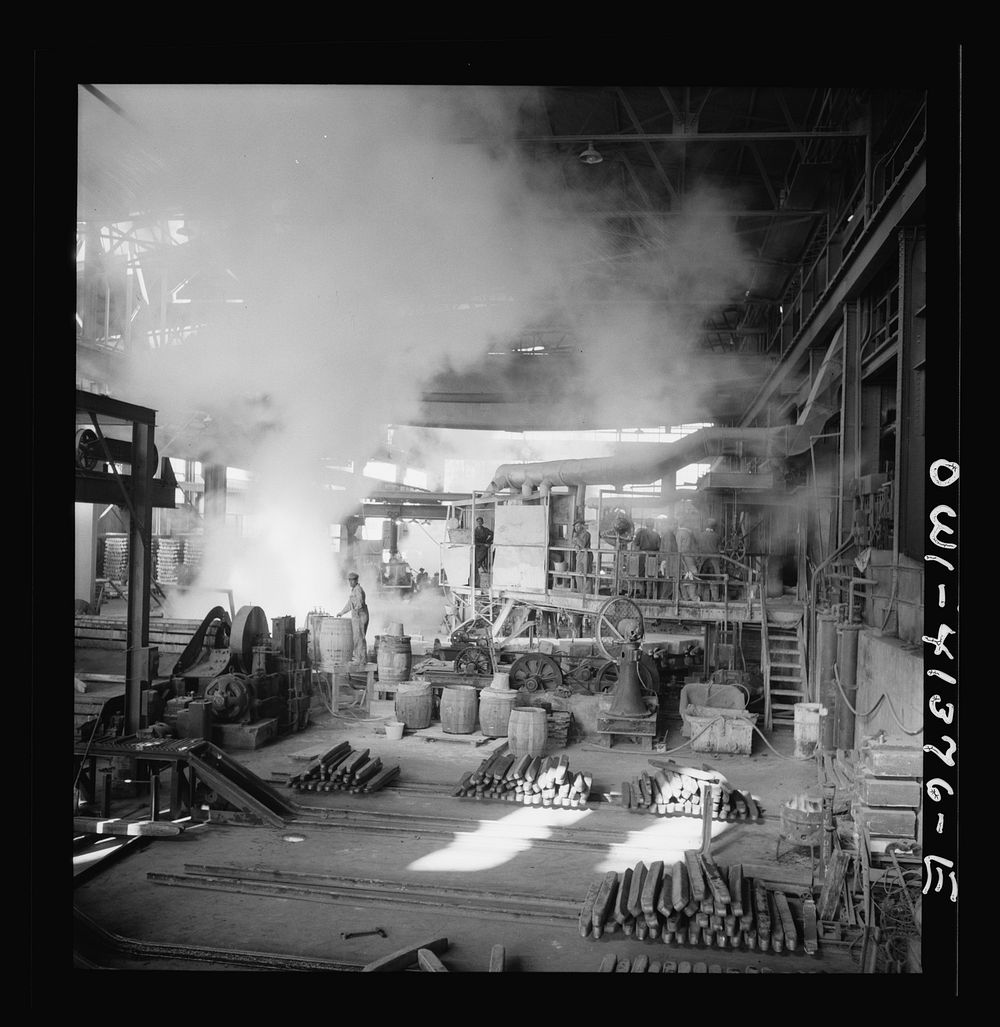 El Paso, Texas, Phelps Dodge refining company. Interior of a copper refining plant. Sourced from the Library of Congress.