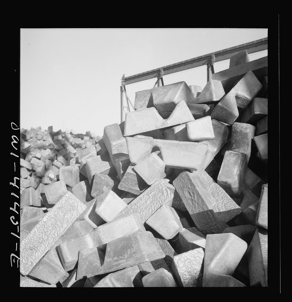 [Untitled photo, possibly related to: Phelps Dodge refining company, El Paso, Texas. Copper received from the smelter ready…