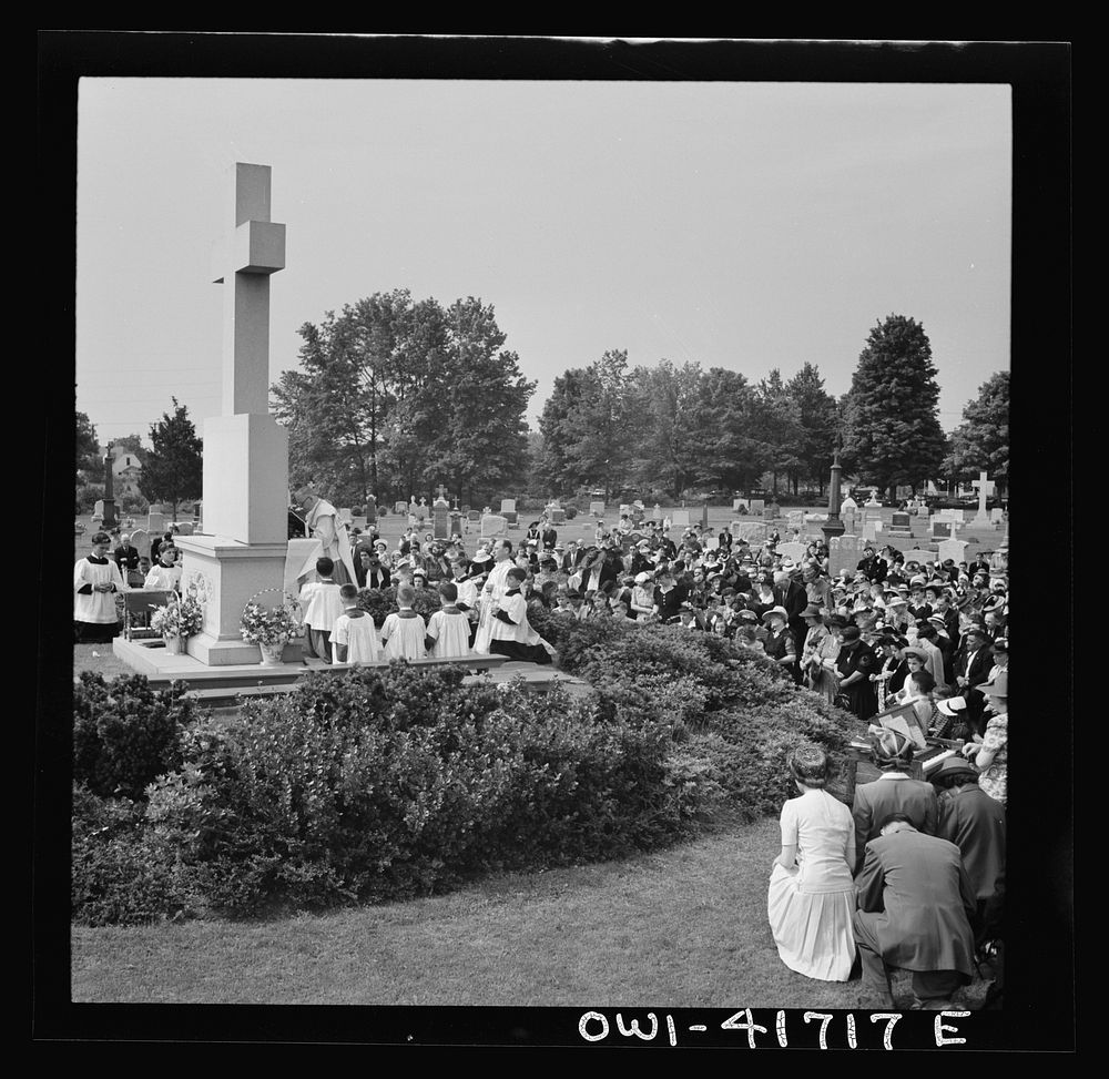 [Untitled photo, possibly related to: Southington, Connecticut. On All Soul's Day the Catholic congregation is gathering in…