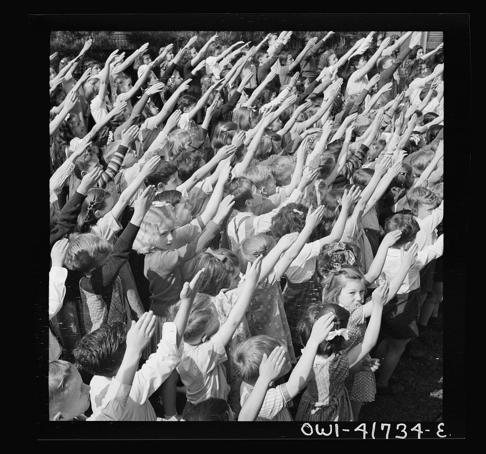 [Untitled photo, possibly related to: Southington, Connecticut. School children pledging their allegiance to the flag].…