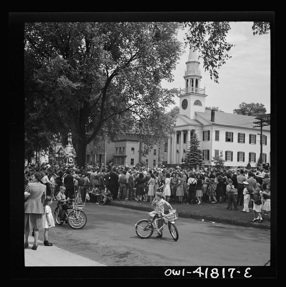 Southington, Connecticut. An American town and its way of life. The Memorial Day parade moving down the main street. The…