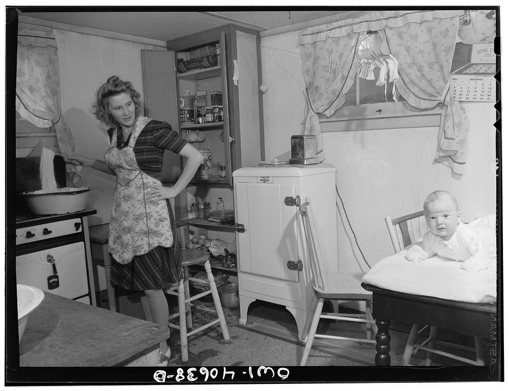 Washington, D.C. Lynn Massman, wife of a second class petty officer studying in Washington, does the washing every morning.…