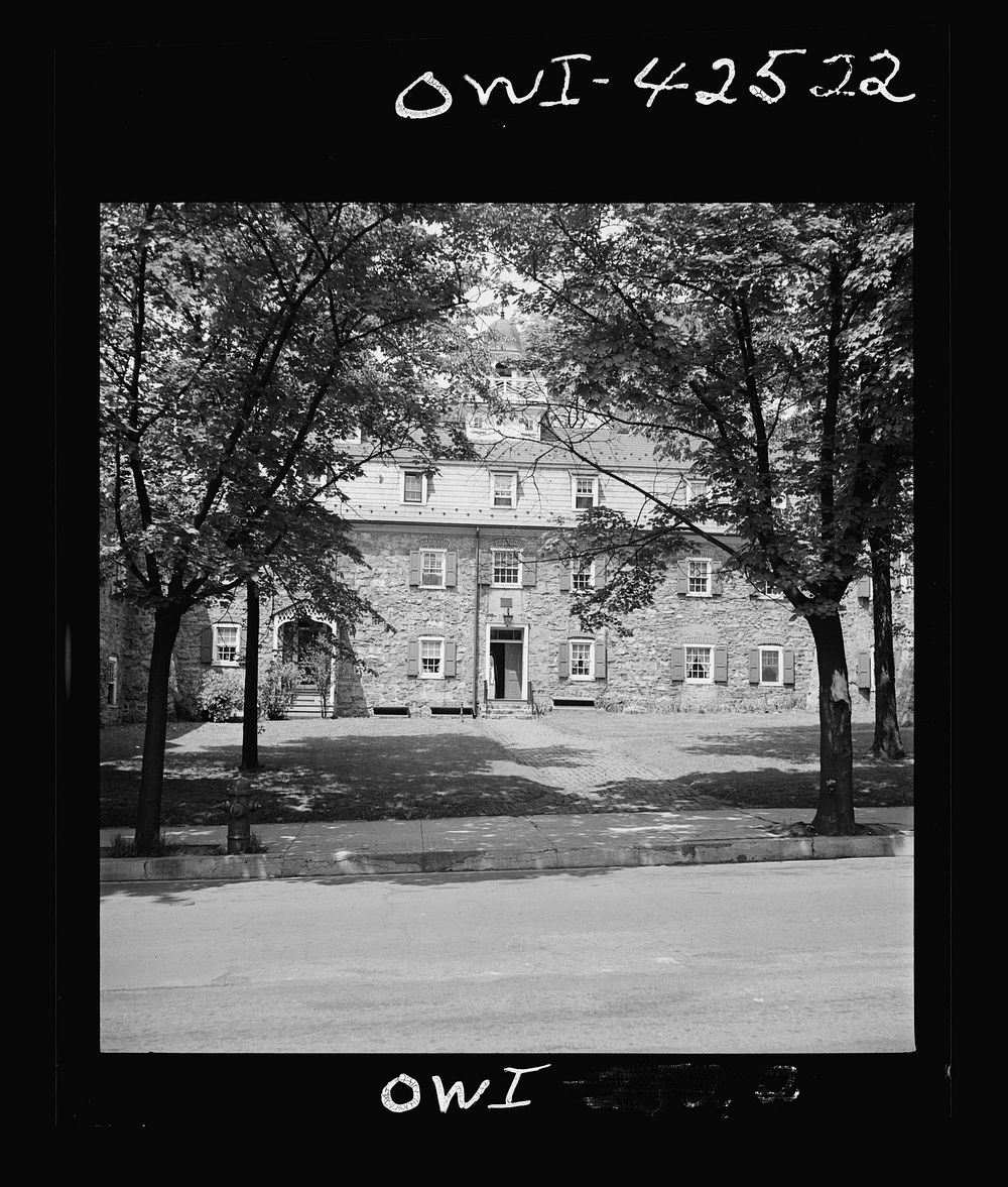 Bethlehem, Pennsylvania. Bach festival. Old "Bell House" used to house the Moravian seminary for women, the oldest girls'…